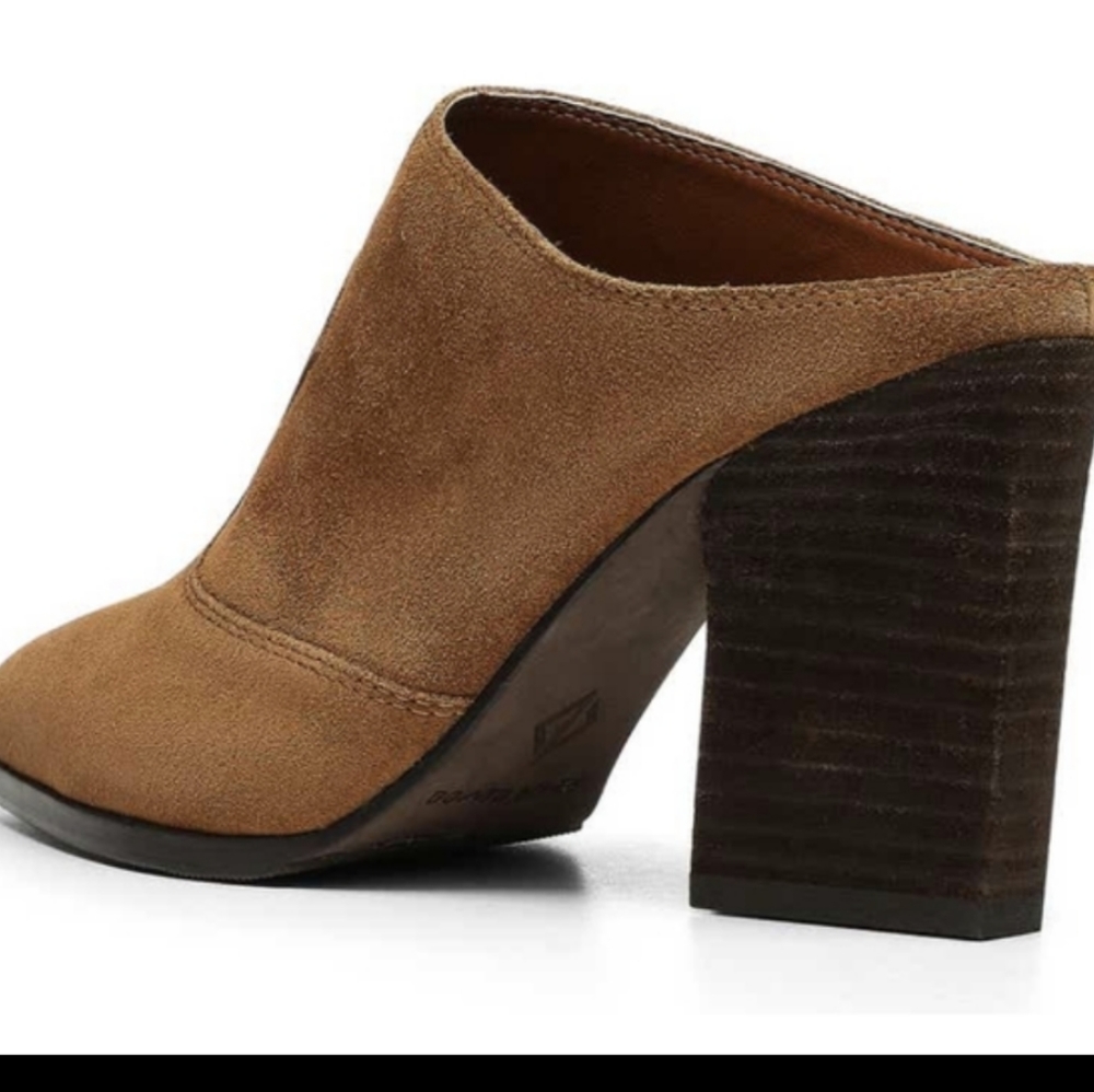 Donald J. Pliner Taupe Suede Block Heel Mules - Picture 7 of 9